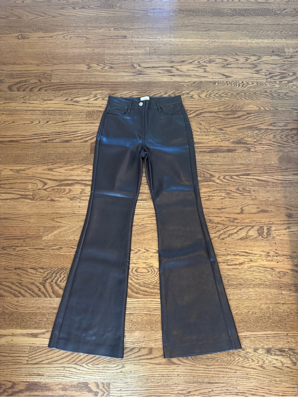 Wilfred Brown Faux Leather Flare Pants